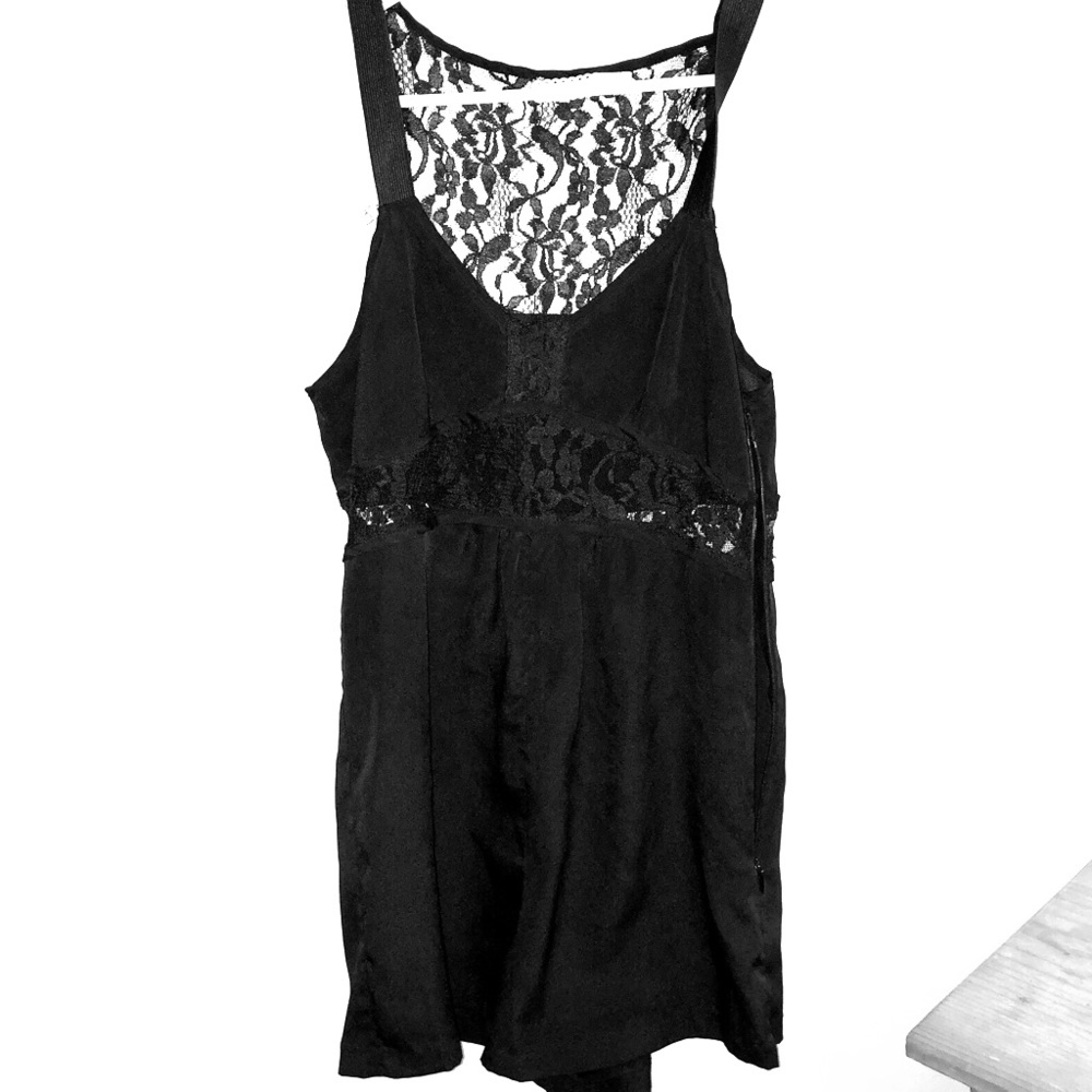 Black dress up short lace romper